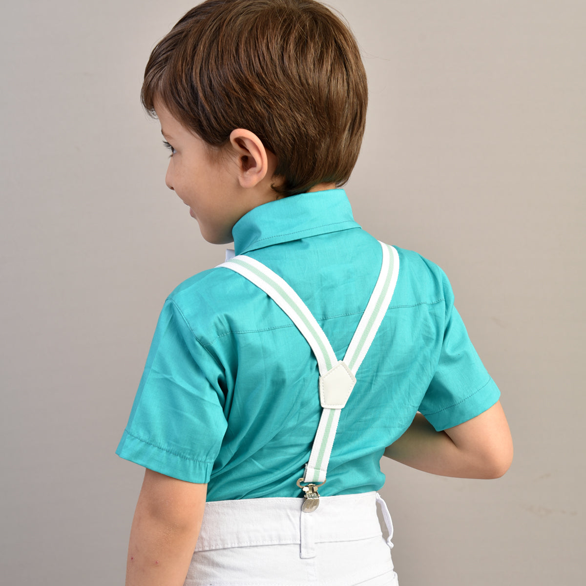 Camisa Social Verde Bermuda Branca Menino Sport Fino P ao 8 anos (Atacado)