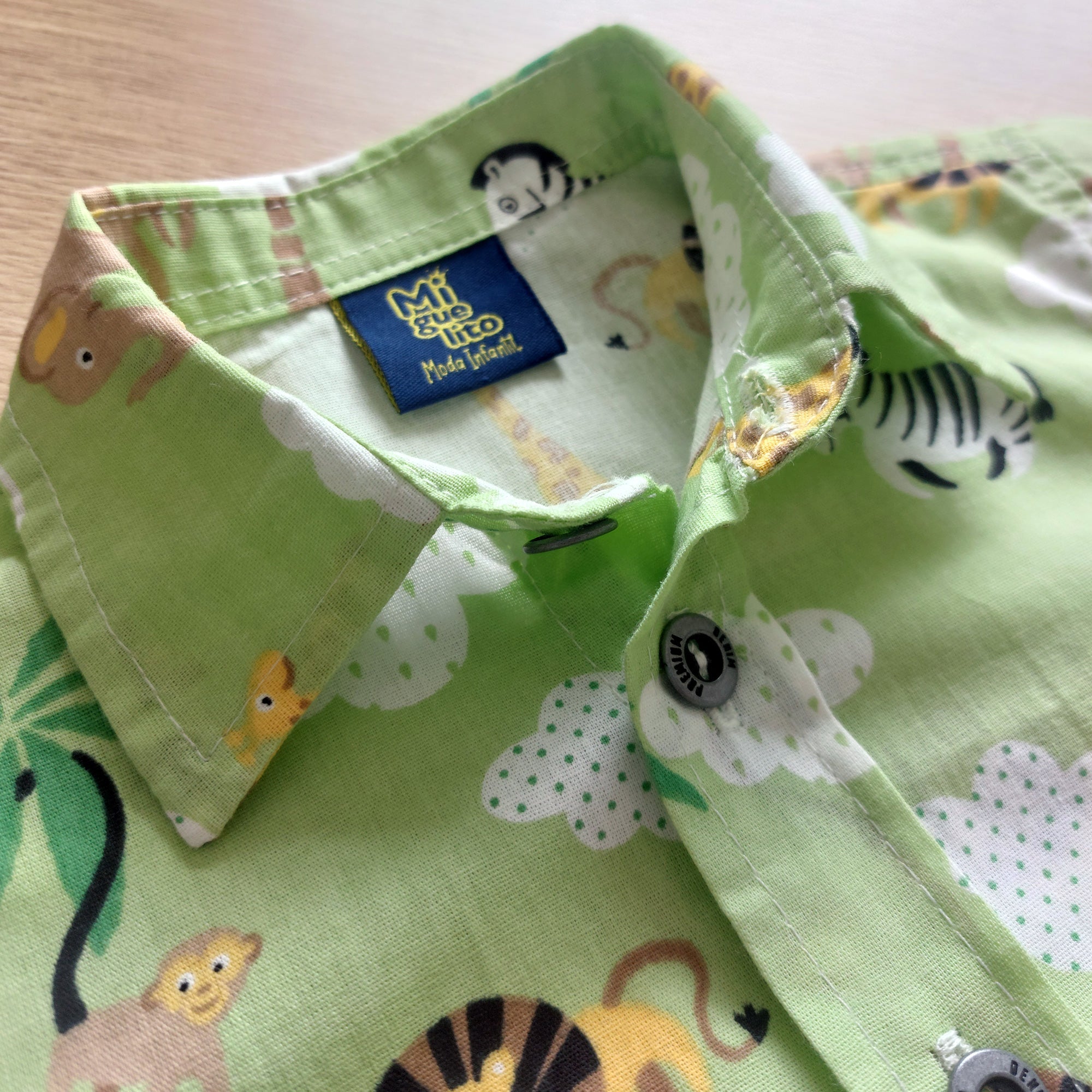 Conjunto Safari camisa verde claro bermuda verde musgo 1 ao 4 anos (Atacado)