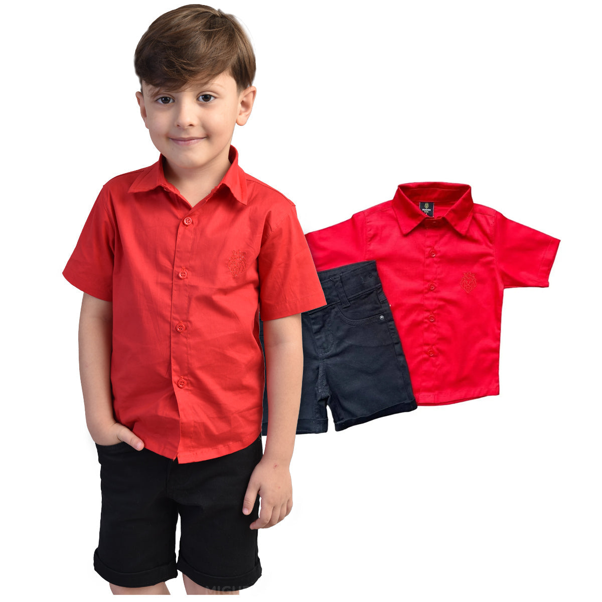 Roupa Menino Infantil Comemoração De Natal Ano Novo - Camisa + Bermuda (Atacado)