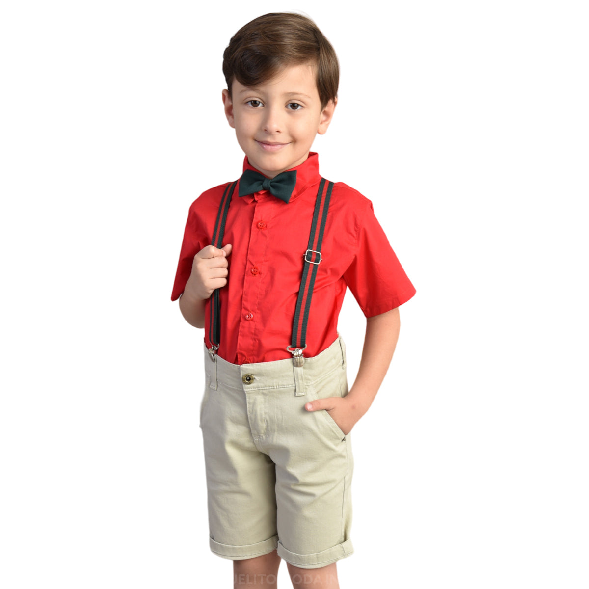 Kit Social Natal Menino Festa Ano Novo - Camisa Bermuda Gravata (Atacado)