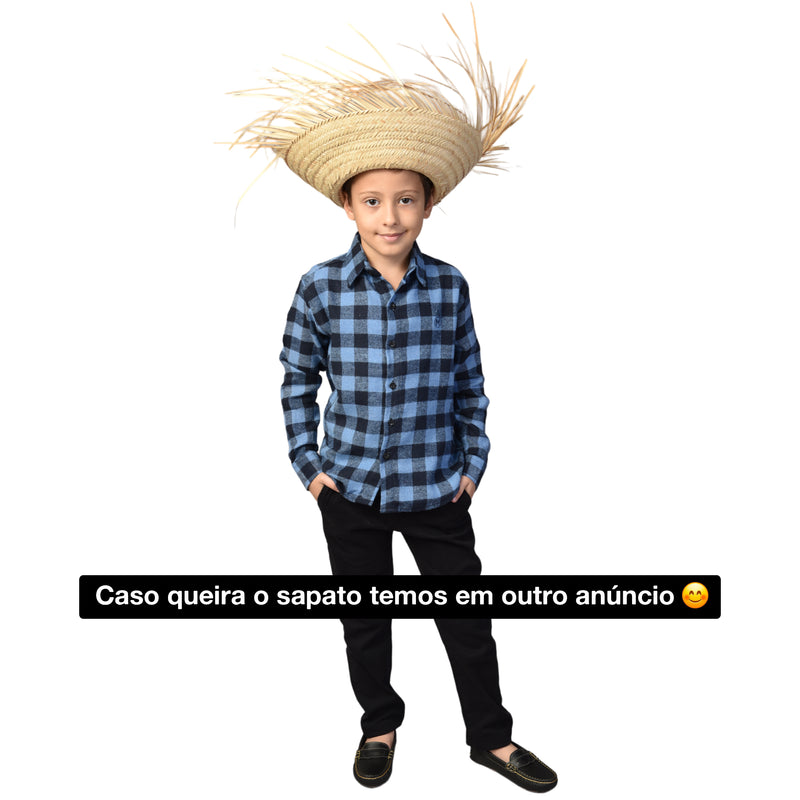 Conjunto Infantil Camisa Xadrez e Calça Jeans Preta pronta entrega