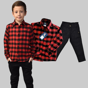 Conjunto Infantil Camisa Xadrez e Calça Jeans Preta pronta entrega