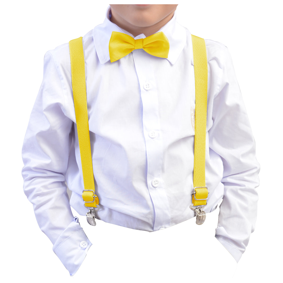 Kit Camisa Manga Longa Branca e Kit Suspensório e Gravata Infantil Diversas cores (Atacado)