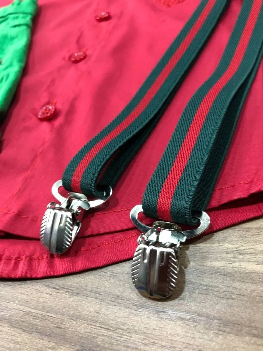 Conjunto Natal Menino Infantil bebê - Camisa Bermuda Gravata (Atacado)