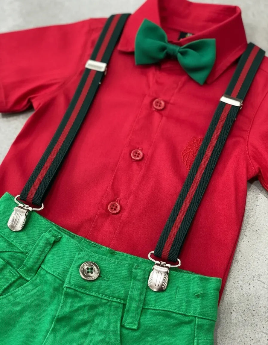 Roupa de Natal Infantil Menino – Conjunto com Bermuda