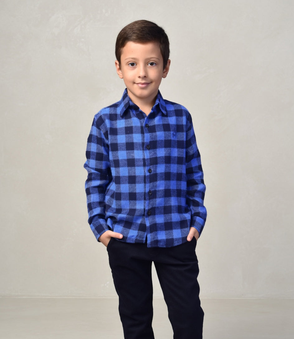 Conjunto Festa Junina - Camisa Xadrez + Calça Jeans Preta