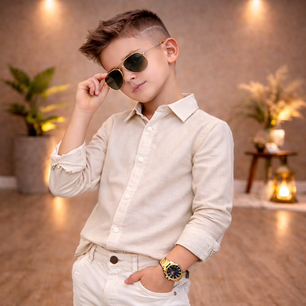 Camisa Linho Manga Longa Premium Menino 1 ao 16 anos