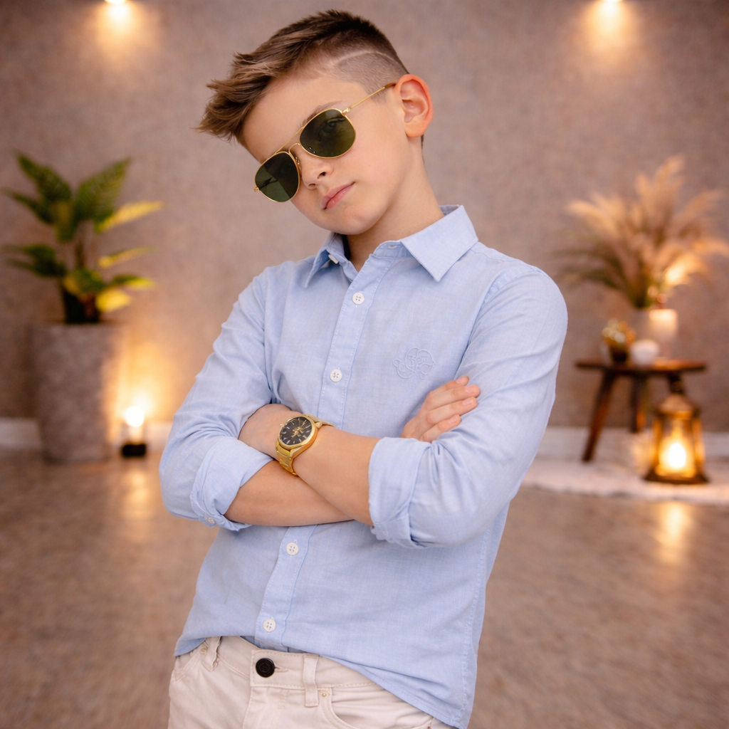 Camisa Linho Manga Longa Premium Menino 1 ao 16 anos