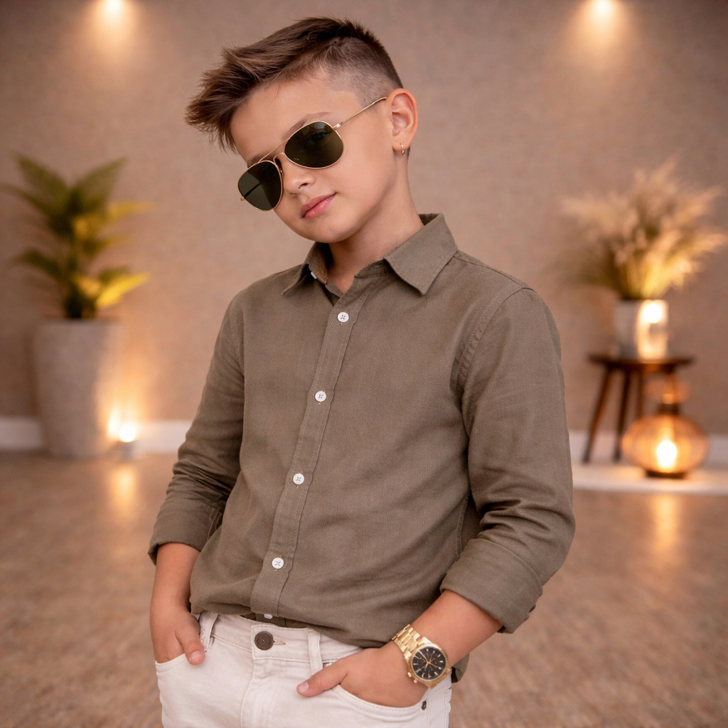 Camisa Linho Manga Longa Premium Menino 1 ao 16 anos