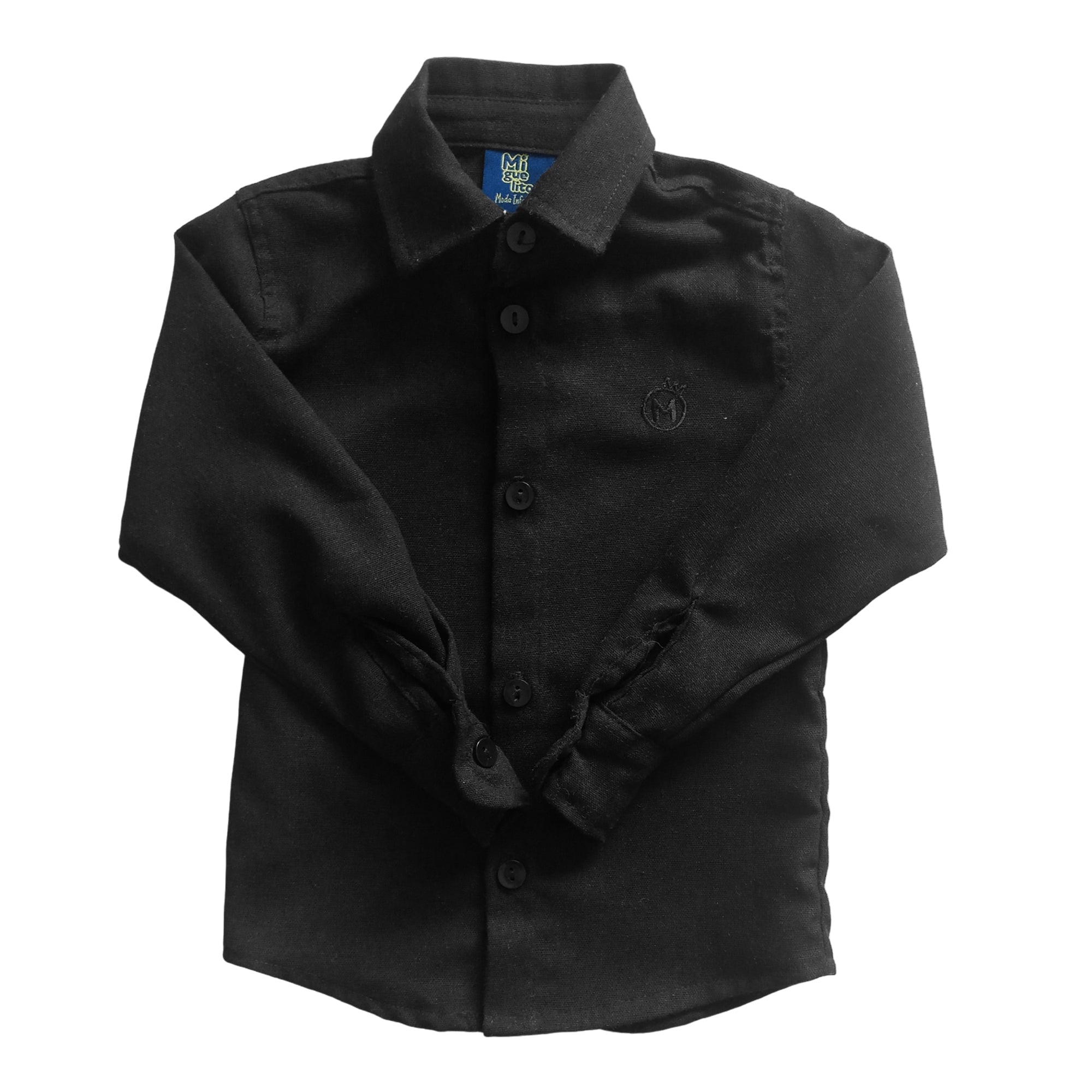 Conjunto Com Suspensório e Camisa Manga Longa Preta