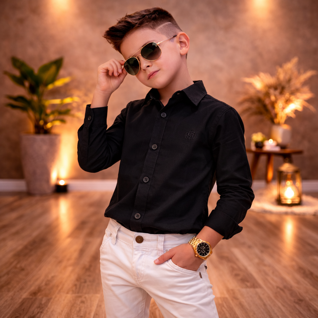Camisa Linho Manga Longa Premium Menino 1 ao 16 anos
