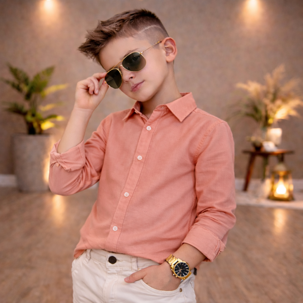 Camisa Linho Manga Longa Premium Menino 1 ao 16 anos