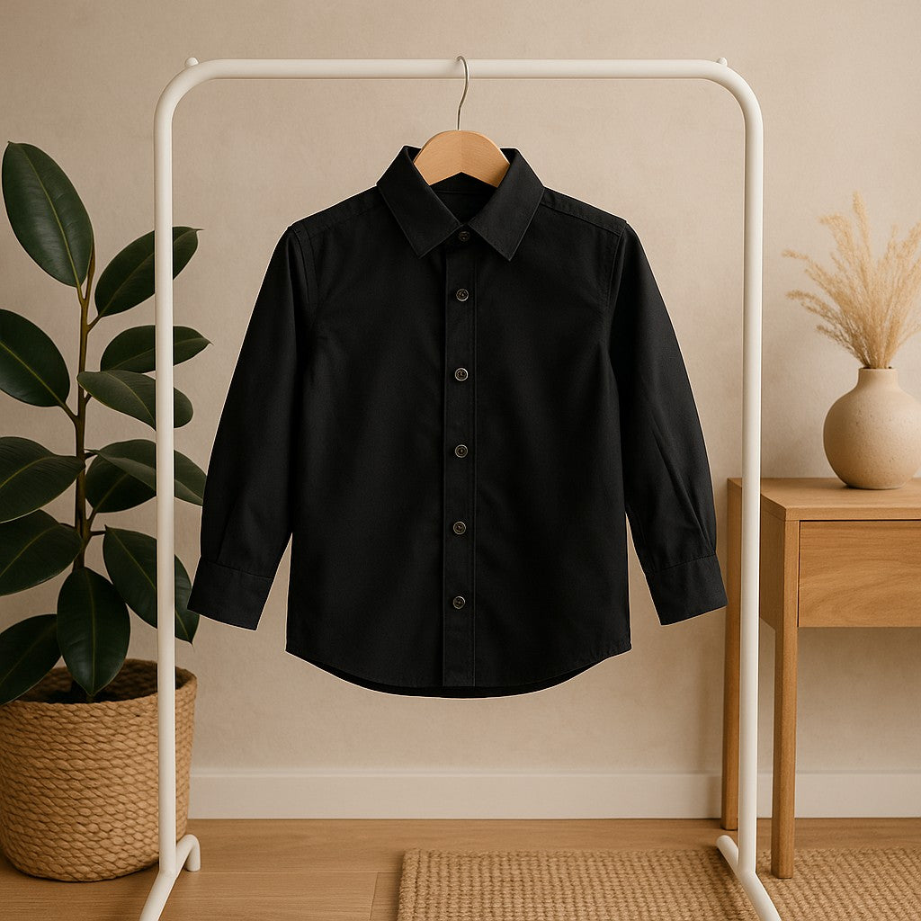 Conjunto Com Suspensório e Camisa Manga Longa Preta