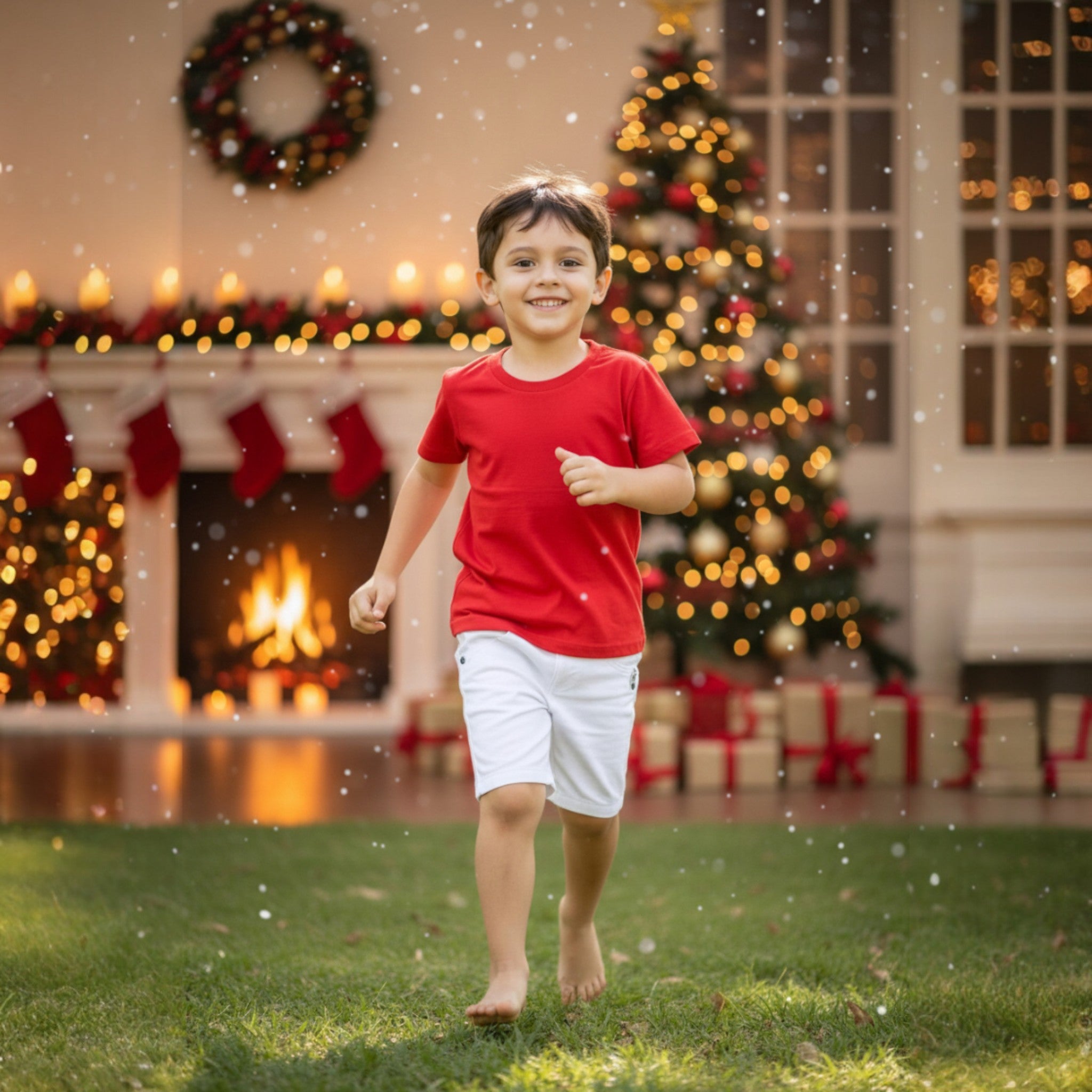Conjunto Infantil Menino Natal camisa básica 2 a 8 anos