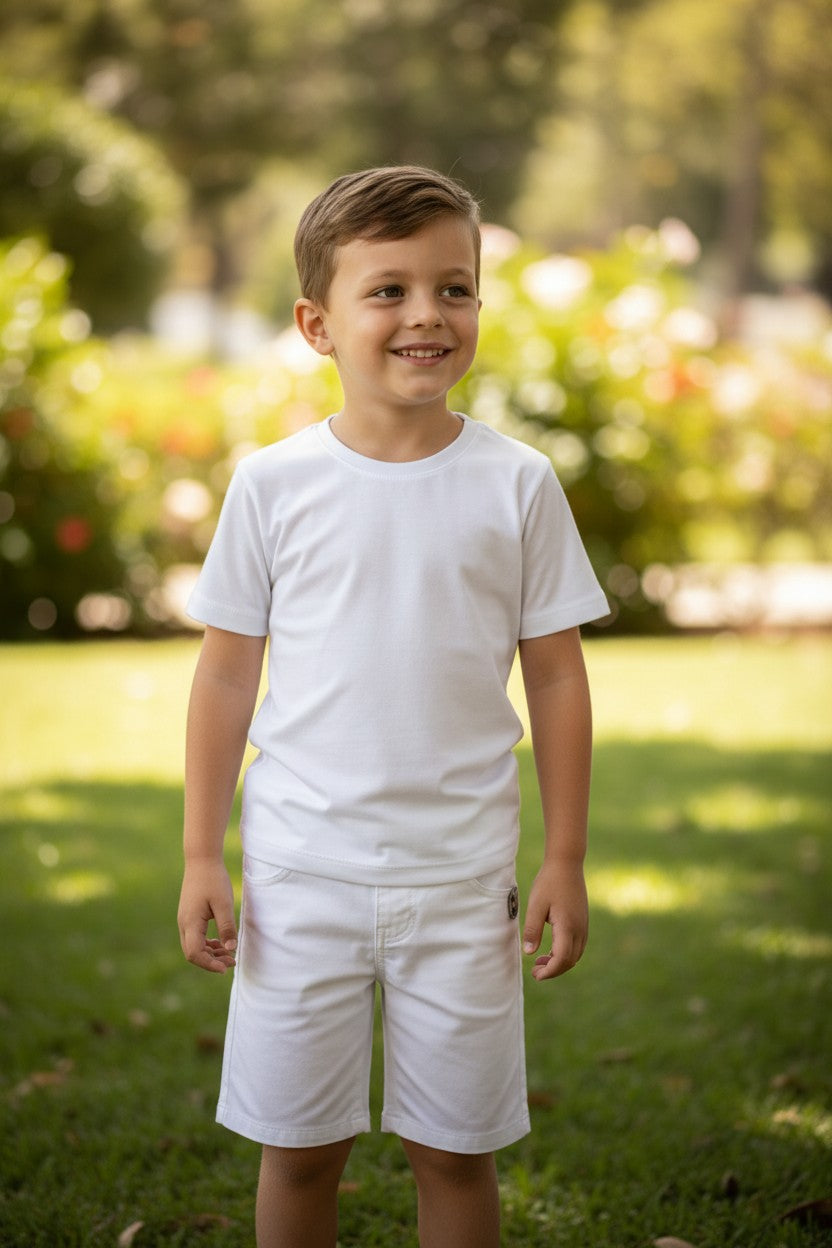 Conjunto Infantil Menino Ano Novo Réveillon Festas Branco 2 a 8 anos