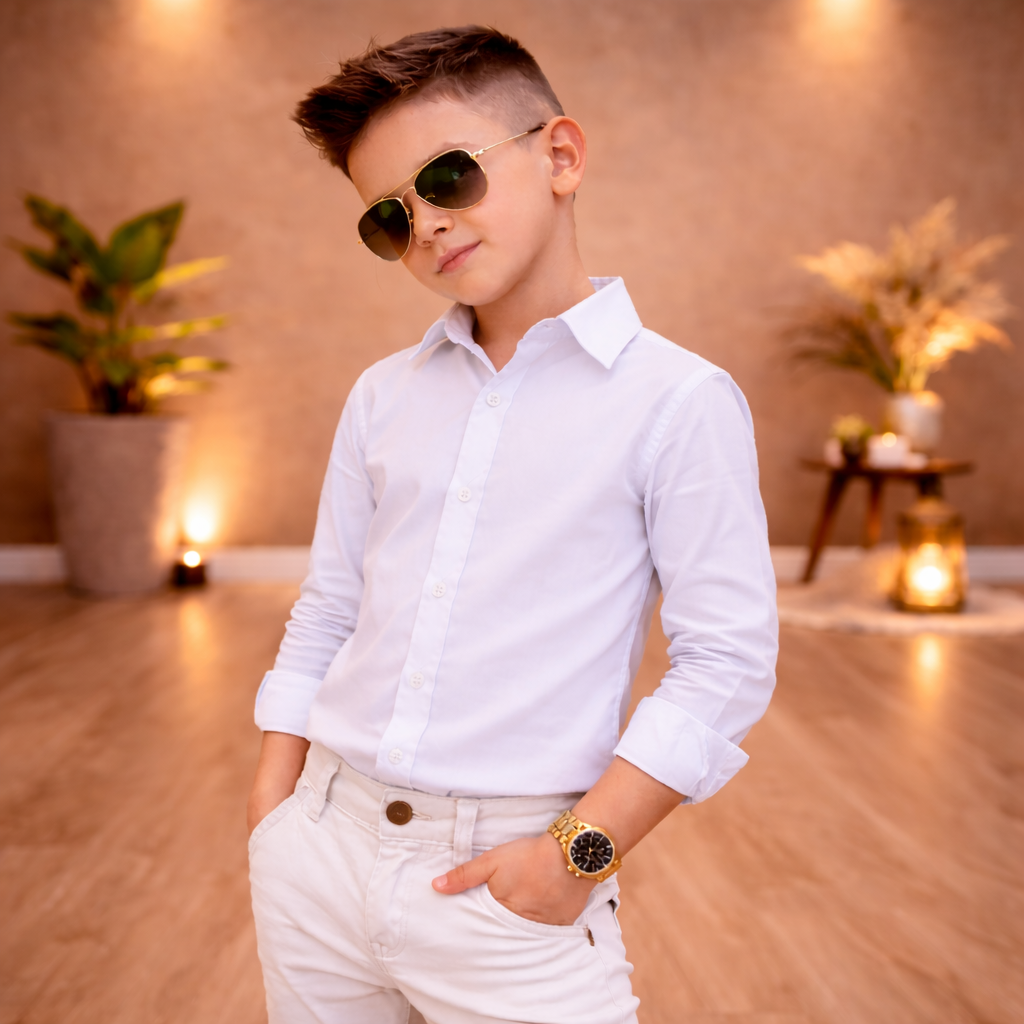 Camisa Linho Manga Longa Premium Menino 1 ao 16 anos