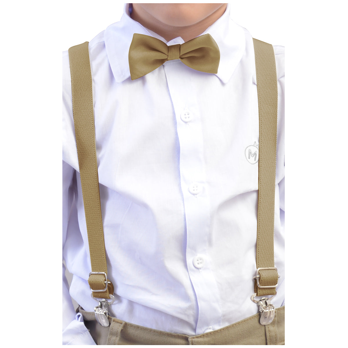 Kit Gravata Borboleta e Suspensório Infantil Tons Terrosos