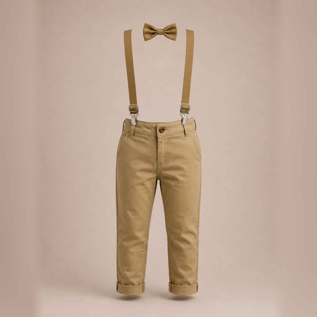 Calça Sarja Infantil Bolso Faca Elastano Gravata e Suspensório Ajustável 1 ao 16 anos