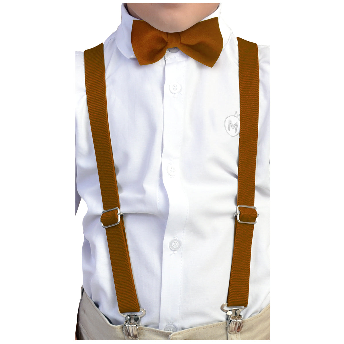 Kit Gravata Borboleta e Suspensório Juvenil Tons Terrosos
