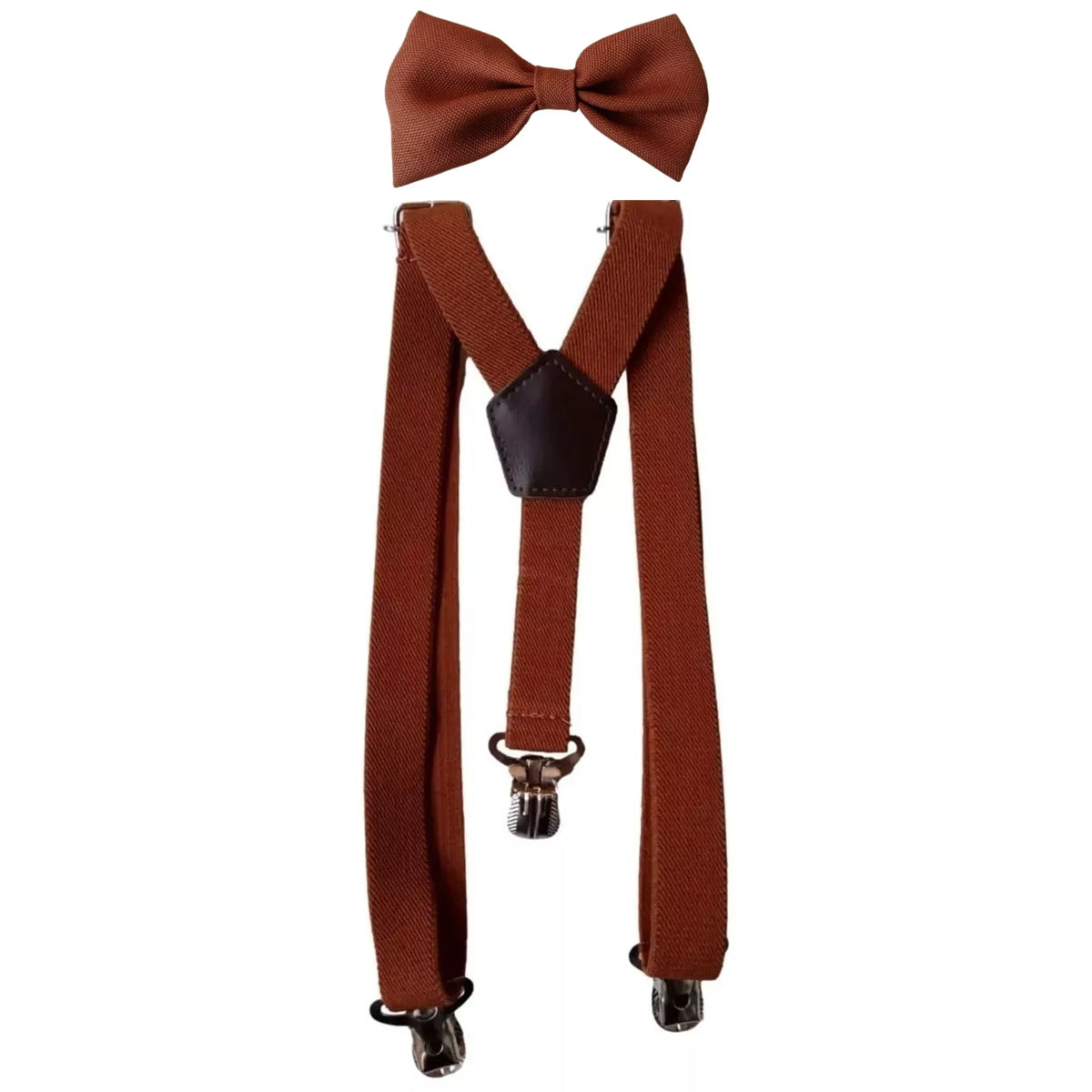 Conjunto Pajem Infantil Social: Camisa Preta Manga Longa e Calça Caramelo com Suspensório