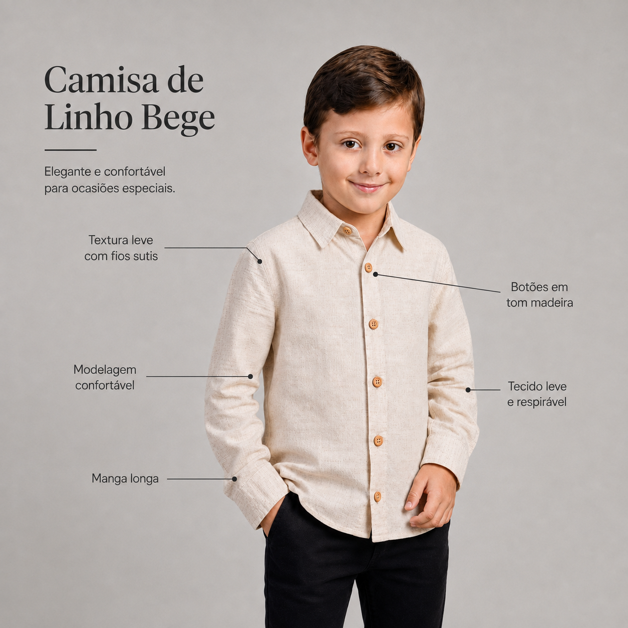 Camisa Linho Manga Longa Premium