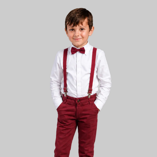 Conjunto Para Formatura e Casamento Antialérgico 100% Algodão Marsala 1 ao 8 anos