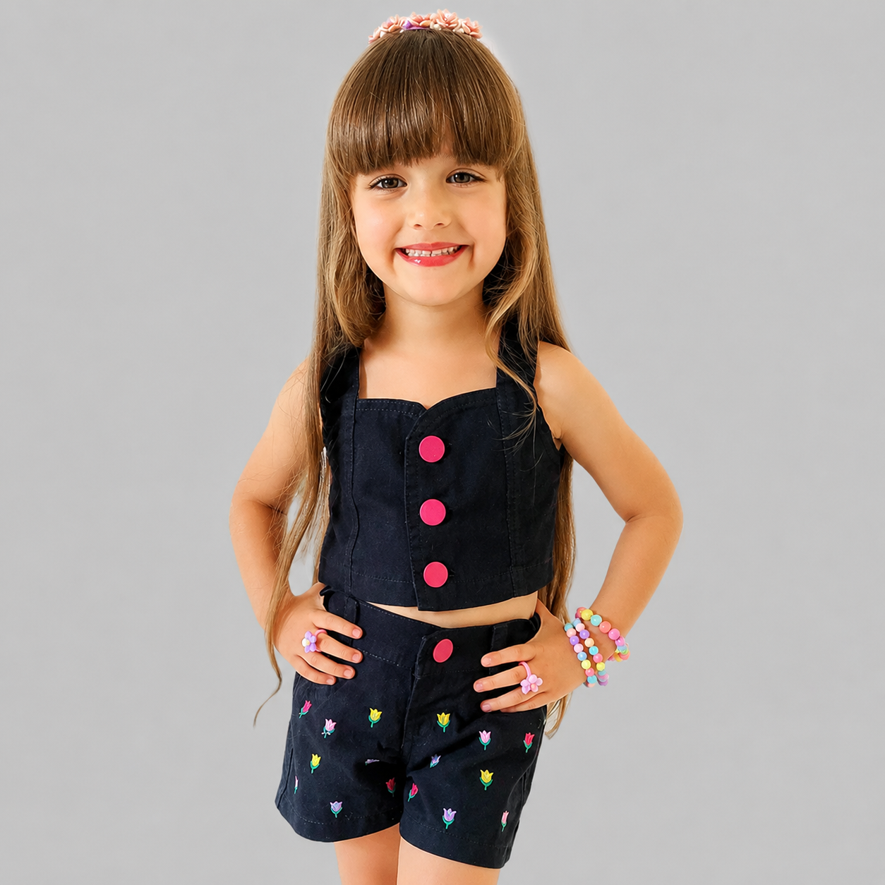 Conjunto Short & Cropped Sarja Garotas Menina Bloguerinhas