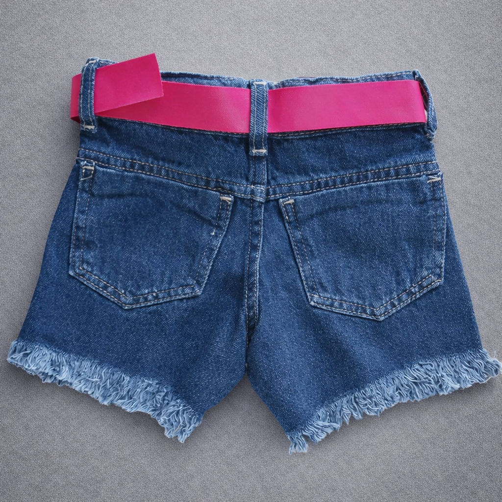 Short Jeans Infantil Com Cinto De Borboleta Infantil