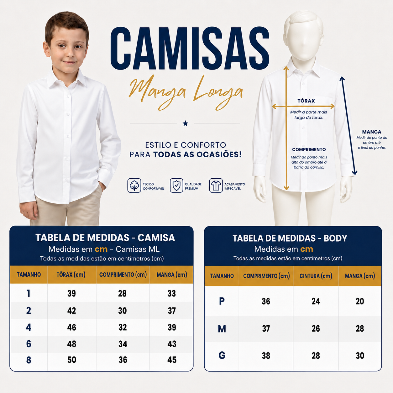 Kit Camisa Manga Longa Branca e Kit Suspensório e Gravata Infantil Diversas cores
