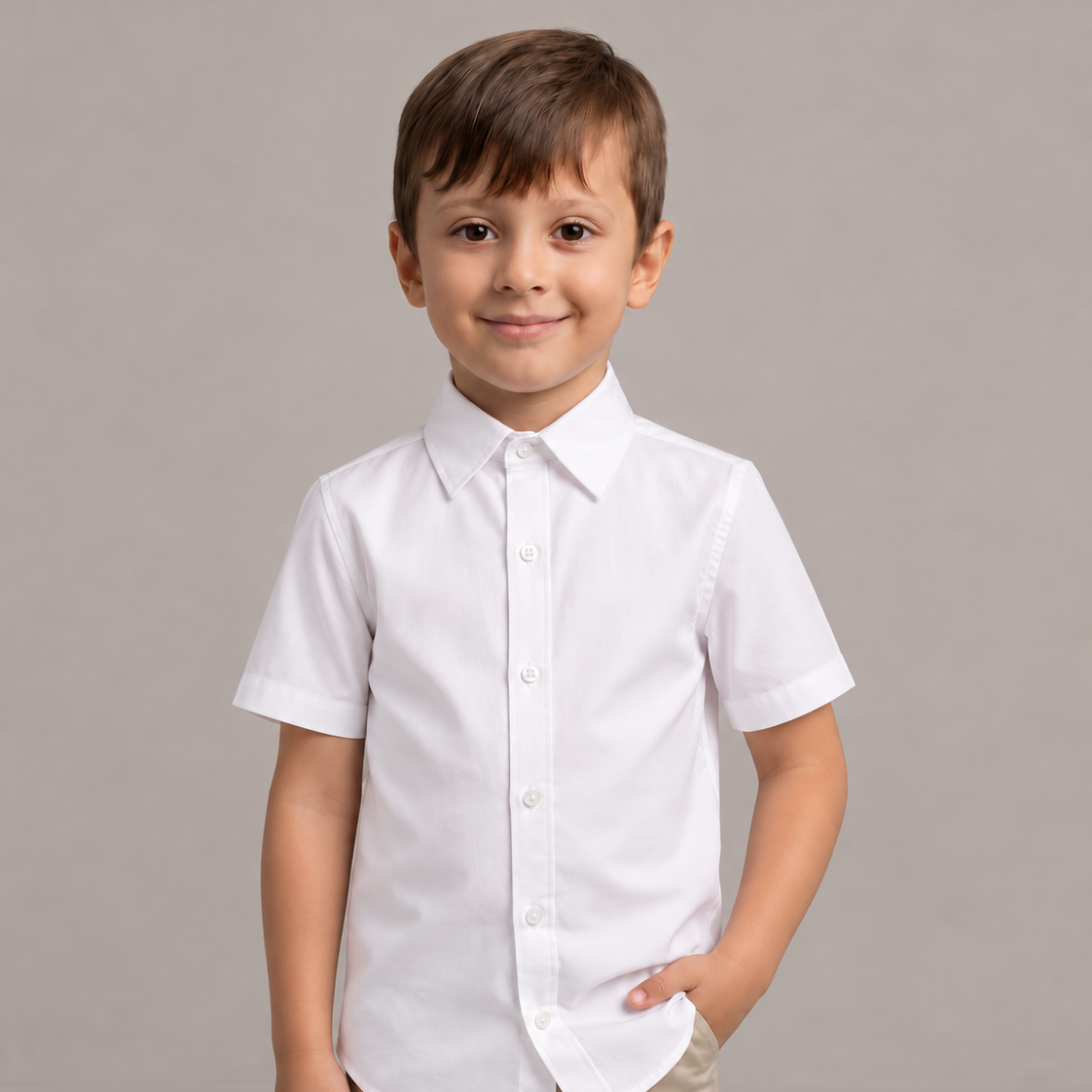 Camisa Branca Social Infantil Manga Curta Algodão P ao 16