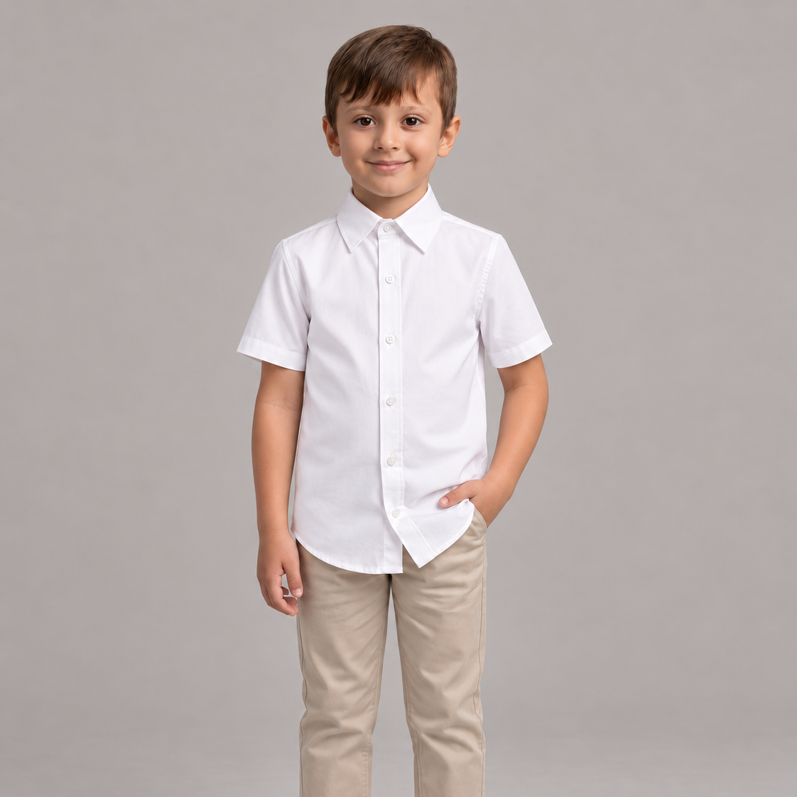 Camisa Branca Social Infantil Manga Curta Algodão P ao 16