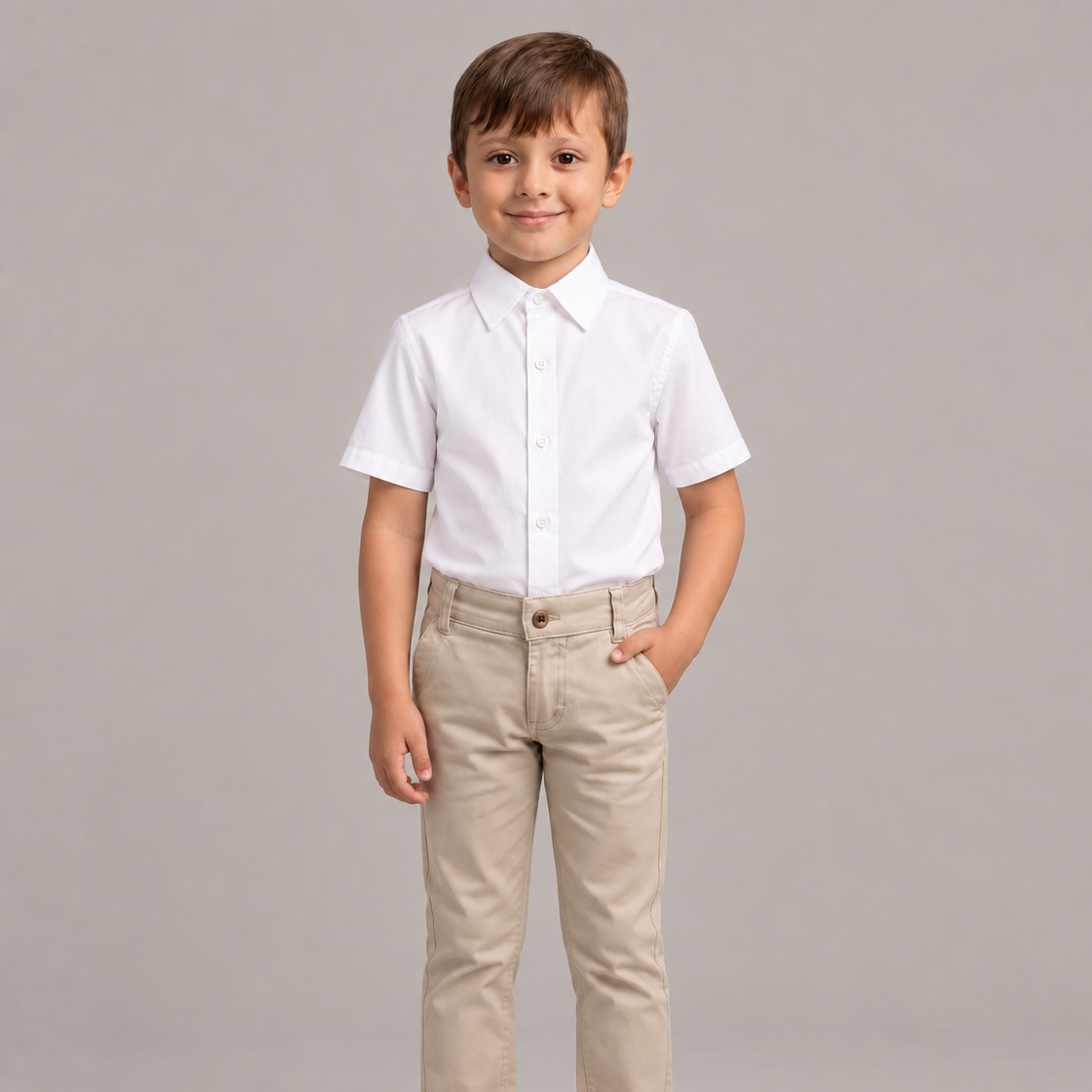 Camisa Branca Social Infantil Manga Curta Algodão P ao 16