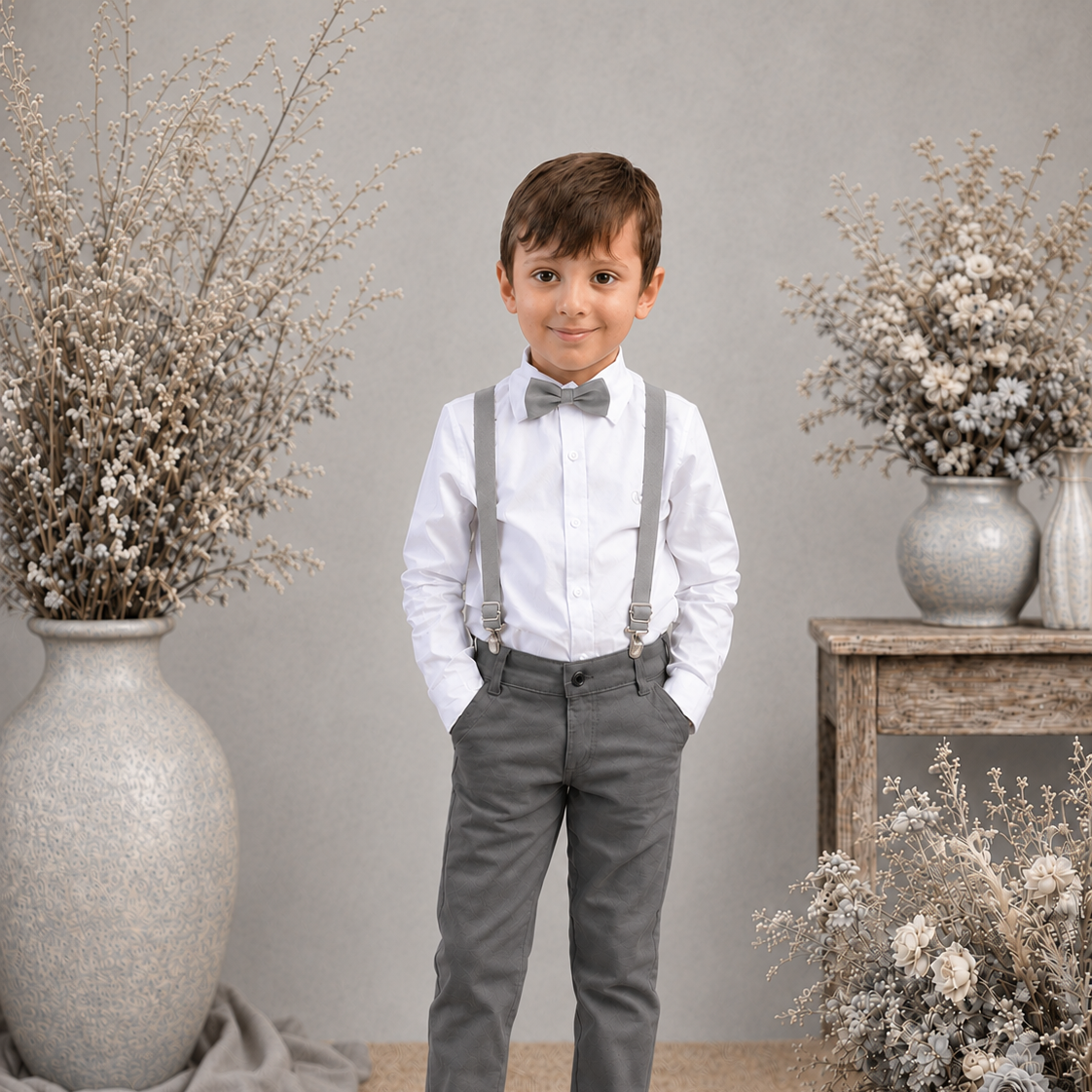 Conjunto Pajem Chumbo e Cinza - Kit com 4 peças