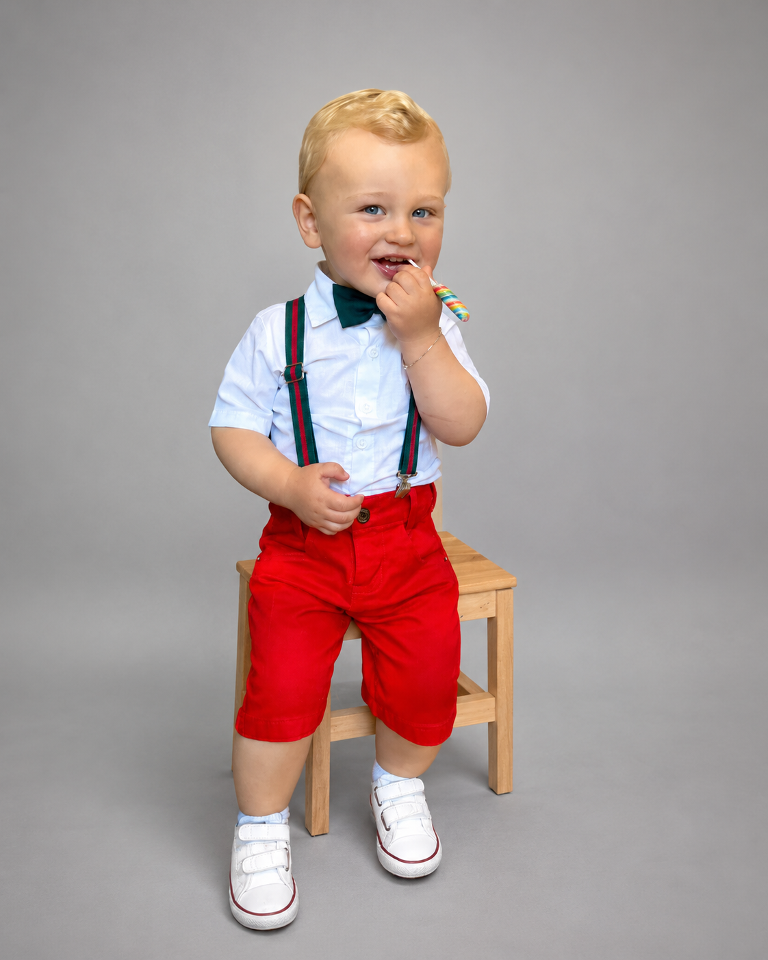 Roupa Natal Menino Infantil bebê - Camisa Bermuda Gravata P ao 8 anos