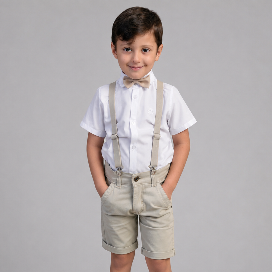 Conjunto Pajem Bermuda Bege 10 a 16 anos Juvenil