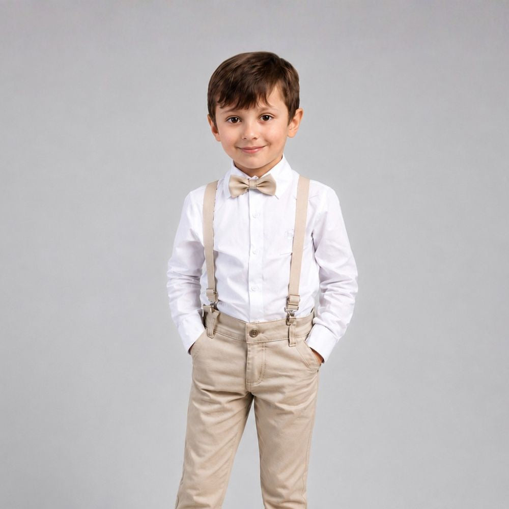 Conjunto Social Infantil Bege Batizado P ao 16 anos
