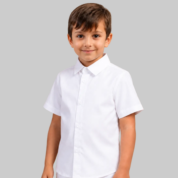 Camisa Social infantil Manga Curta Batizado Varias cores 1 ao 8