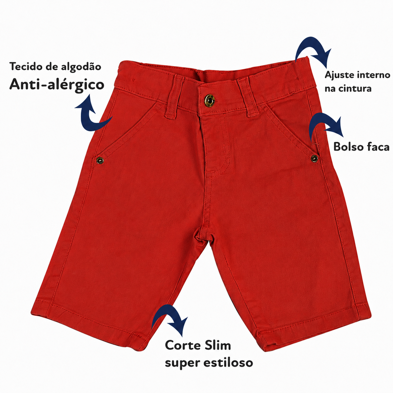 Bermuda Bolso Faca Sarja Infantil - Varias Cores