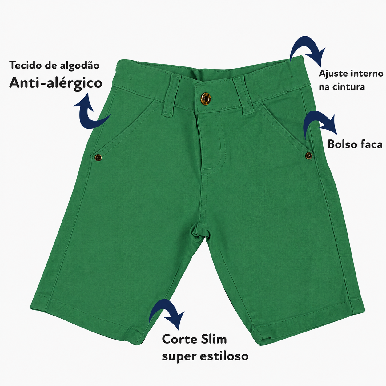 Bermuda Bolso Faca Sarja Infantil - Varias Cores