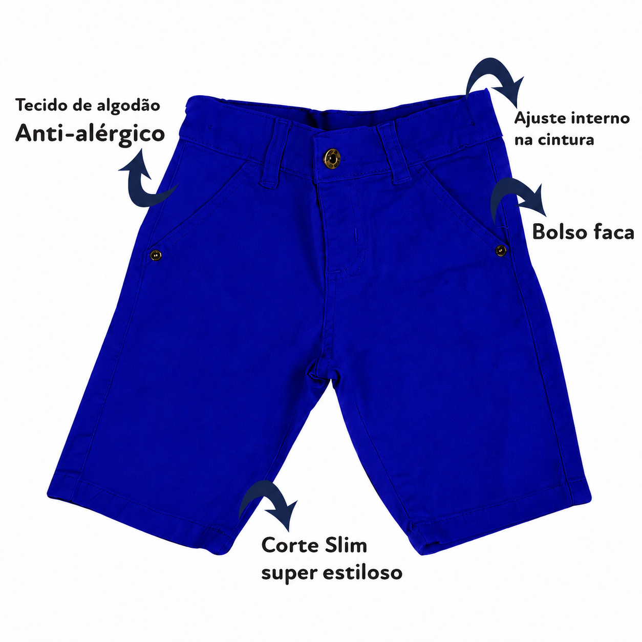 Bermuda Bolso Faca Sarja Infantil - Varias Cores