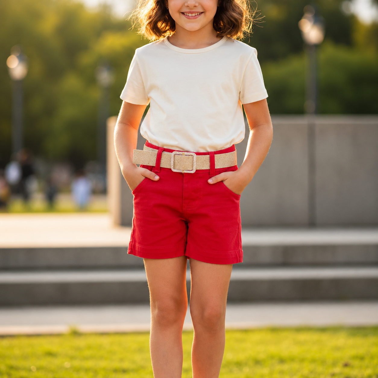 Short Jeans Infantil Com Cinto De Brilho Meninas