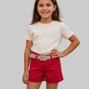 Short Jeans Infantil Com Cinto De Brilho Meninas