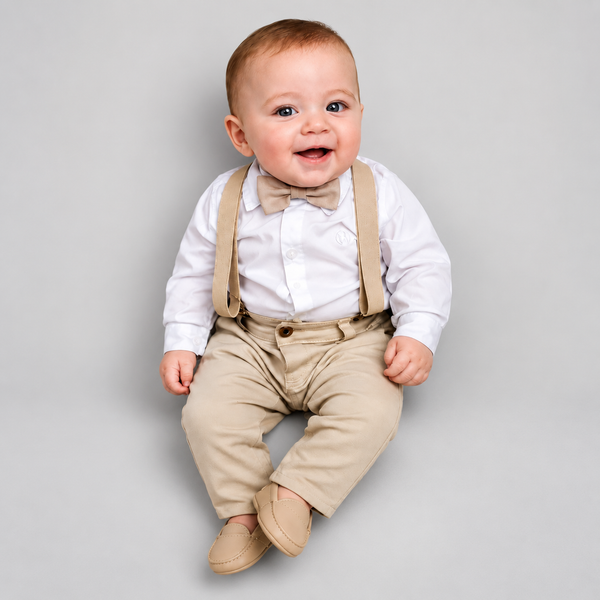 Conjunto Social Infantil Bege Batizado P ao 16