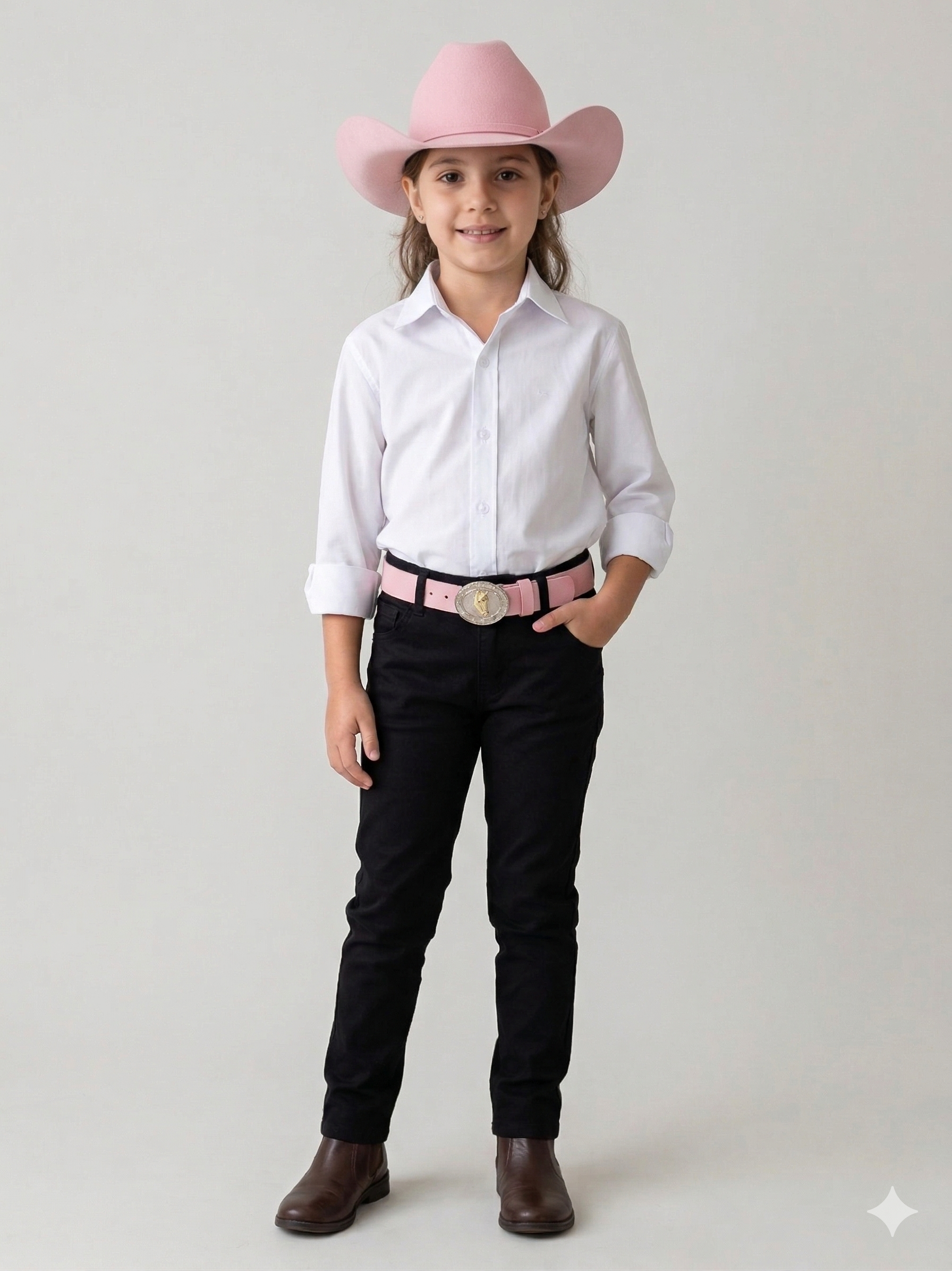 Cinto Country Rosa Feminino com Fivela Oval de Cavalo - Estilo Cowgirl