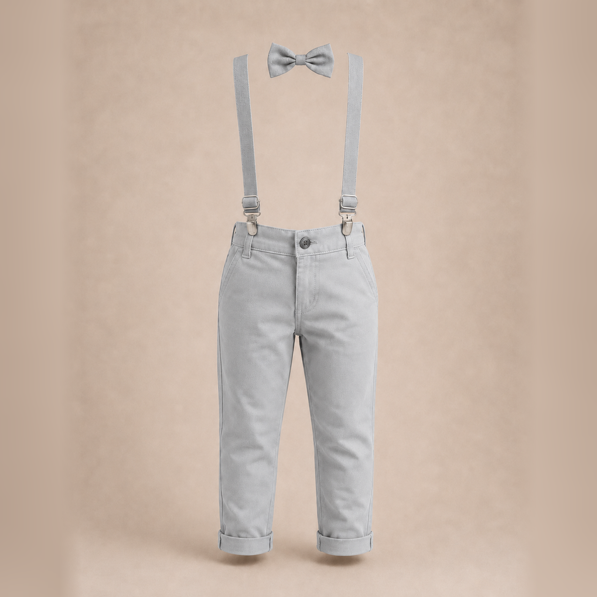 Calça Sarja Infantil Bolso Faca Elastano Gravata e Suspensório Ajustável 1 ao 16 anos