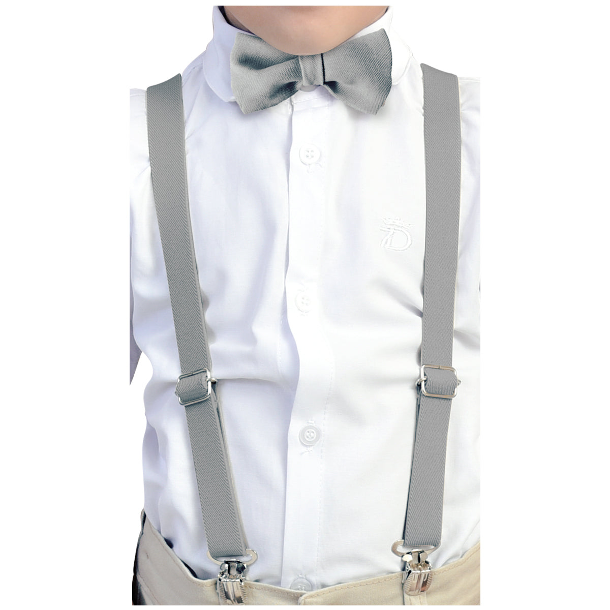 Kit Gravata Borboleta e Suspensório Infantil Tons Neutros