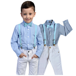Conjunto Roupa Social Infantil Estilosa Menino Branco P ao 16 anos