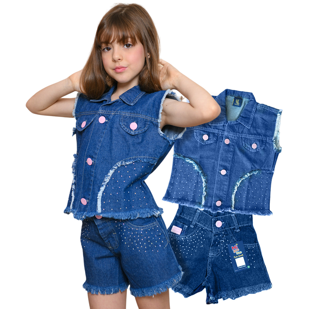 Colete Feminino Jeans Estiloso 2 ao 8 anos (Atacado)