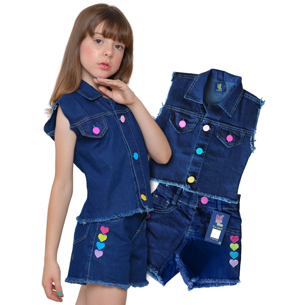 Colete Feminino Jeans Estiloso 2 ao 8 anos (Atacado)