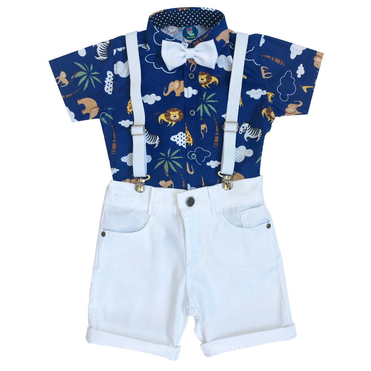 Conjunto Social Safari Infantil Menino Festa Aniversário - Azul (Atacado)